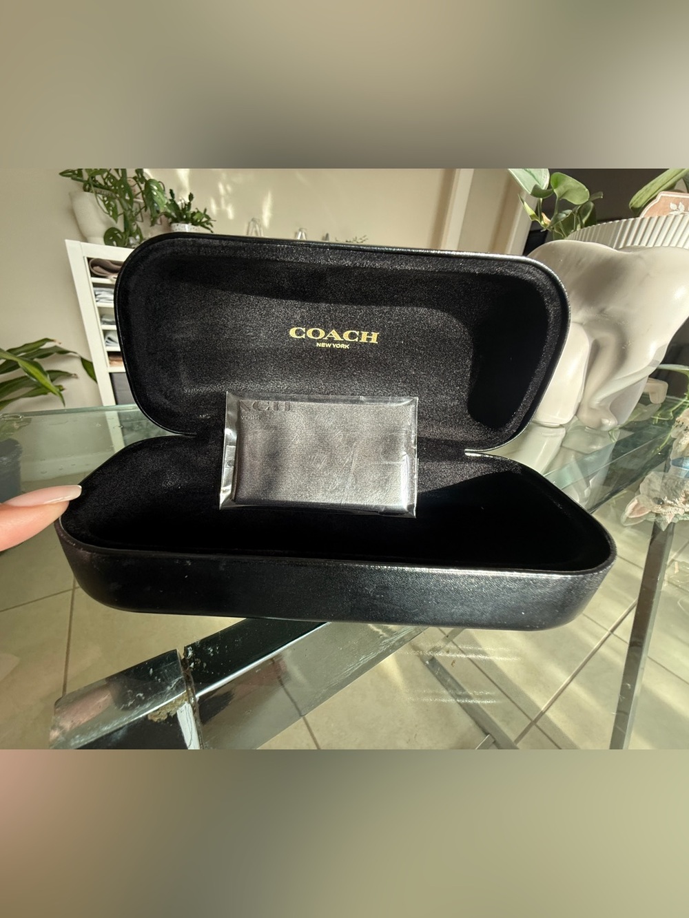 Coach Black Glasses Case with branded cleaning cloth